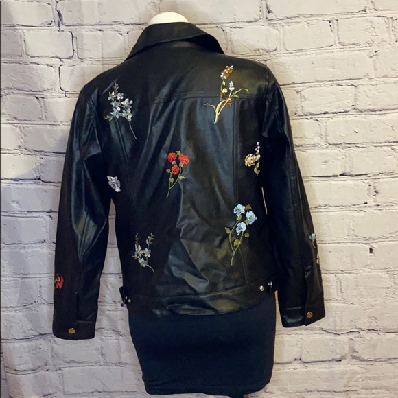 Faux leather embroidered rockstar jacket - Picture 3 of 13